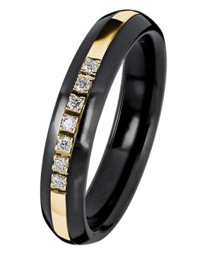 Kohinoor Duetto zirkonium and gold engagement ring with diamonds 006-093-07