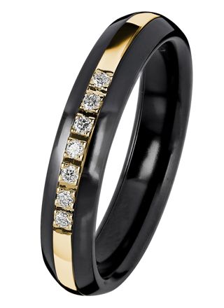 Kohinoor Duetto zirkonium and gold engagement ring with diamonds 006-093-07