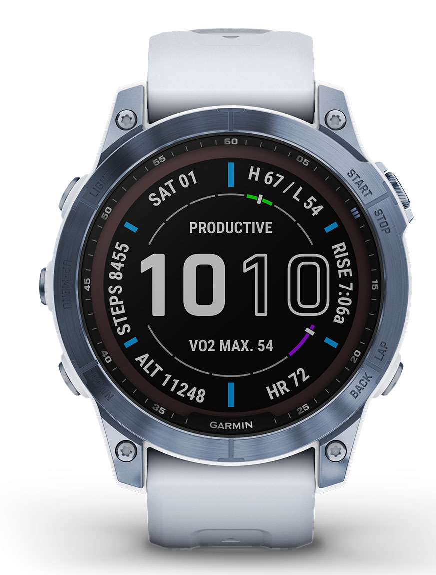 Garmin Fenix 7X Sapphire Solar Smartwatch - Mineral Blue Titanium