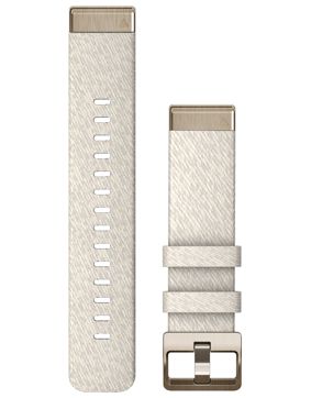 Garmin Quickfit 20 mm Cream Heathered Nylon Strap, Cream Gold Hardware 010-13102-07