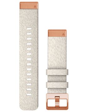 Garmin Quickfit 20 mm Cream Heathered Nylon Strap, Rose Gold Hardware 010-13102-09