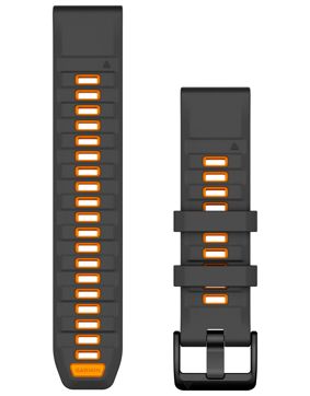 Garmin Quickfit 22 mm silicone band graphite-orange 010-13392-05
