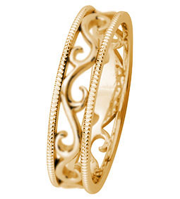 Kohinoor 013-251 Matt Laurel Filigree Gold Ring