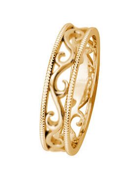 Kohinoor 013-251 Matt Laurel Filigree Gold Ring