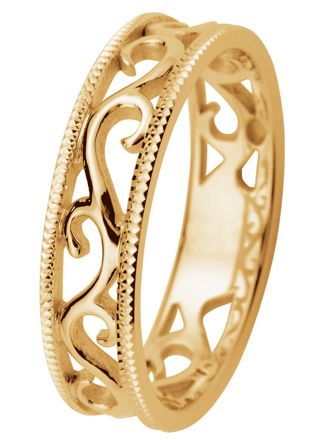 Kohinoor 013-252 Shining Laurel Filigree Gold Ring