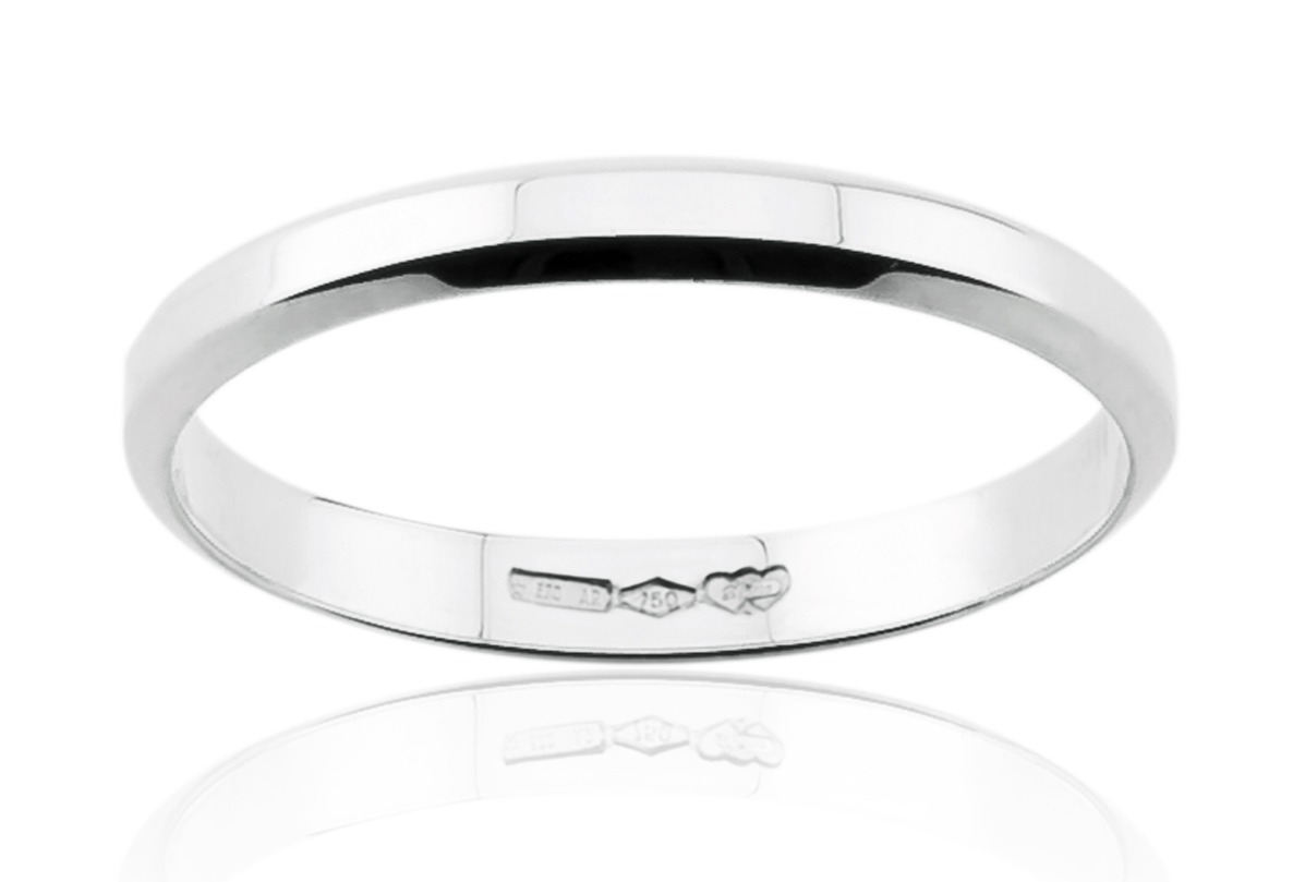Lykka Exclusive bevelled edge plain white gold ring 2,9 mm