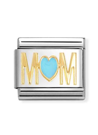 Nomination Composable Classic gold symbols MOM BLUE heart 030272/83