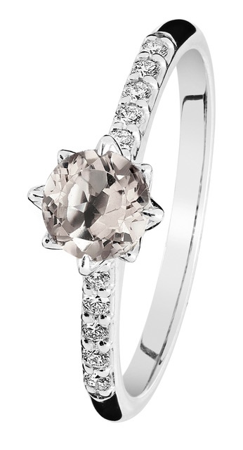 Kohinoor Rosa diamond ring with morganite White Gold 033-260V-10MO