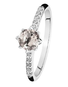 Kohinoor Rosa diamond ring with morganite White Gold 033-260V-10MO