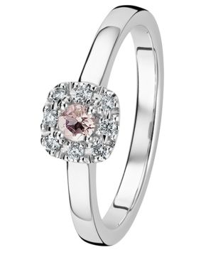 Kohinoor Valerie Cushion morganite diamond ring white gold 033-263V-08MO