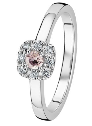 Kohinoor Valerie Cushion morganite diamond ring white gold 033-263V-08MO
