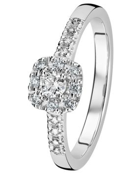 Kohinoor Valerie Cushion Diamond ring white gold 033-263V-25