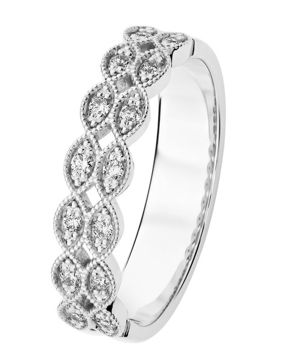 Kohinoor Clara bead bright Diamond ring white gold 033-269V-14
