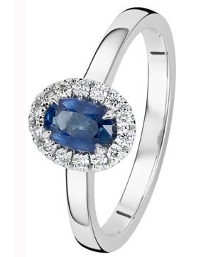 Kohinoor Olivia white gold diamond ring with sapphire 033-411VS-14