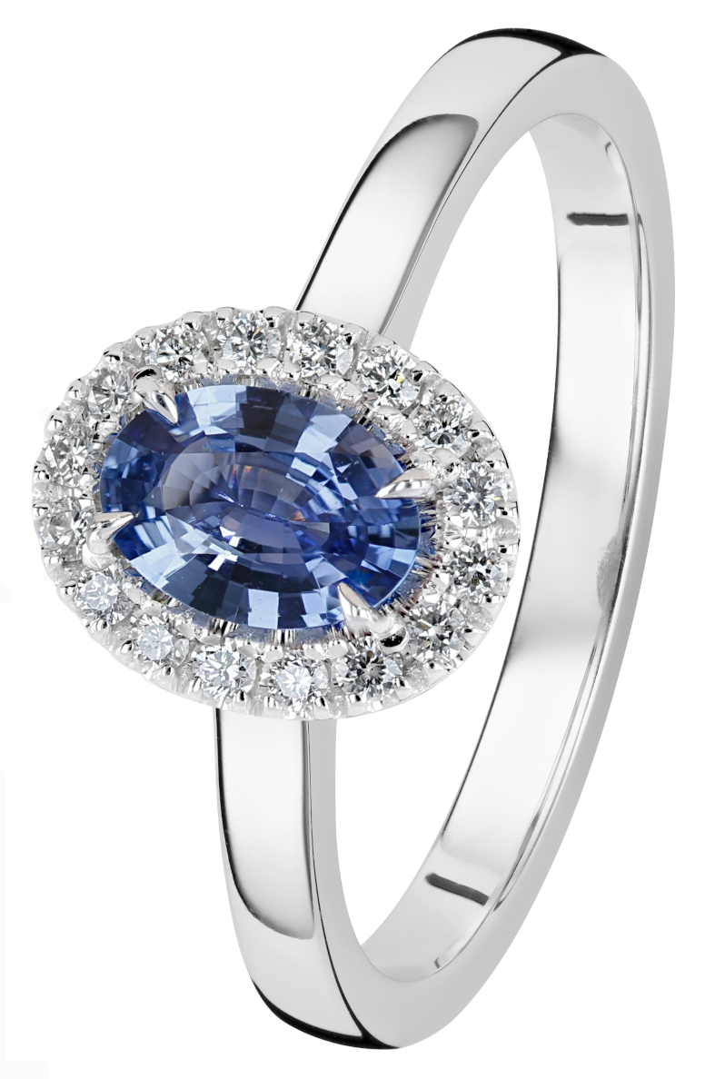 Kohinoor Olivia white gold diamond ring with sapphire 033-411VS-14-155