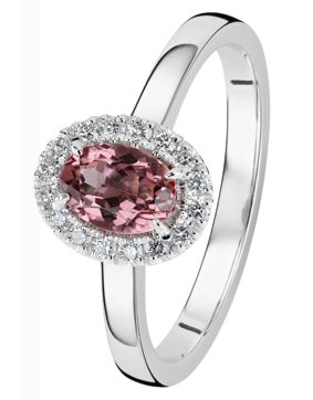 Kohinoor Olivia white gold diamond ring with pink tourmaline 033-411VTU-16