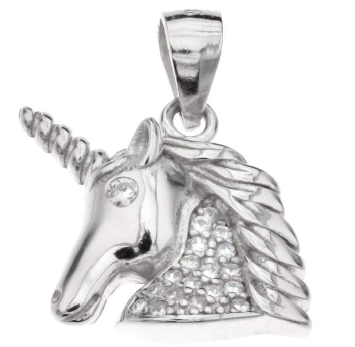 Silver Bar Unicorn zirconia pendant 14 mm 57 