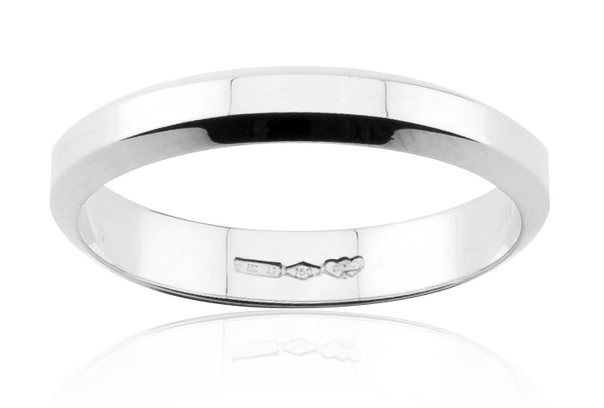 Lykka Exclusive bevelled edge plain white gold ring 3,8 mm