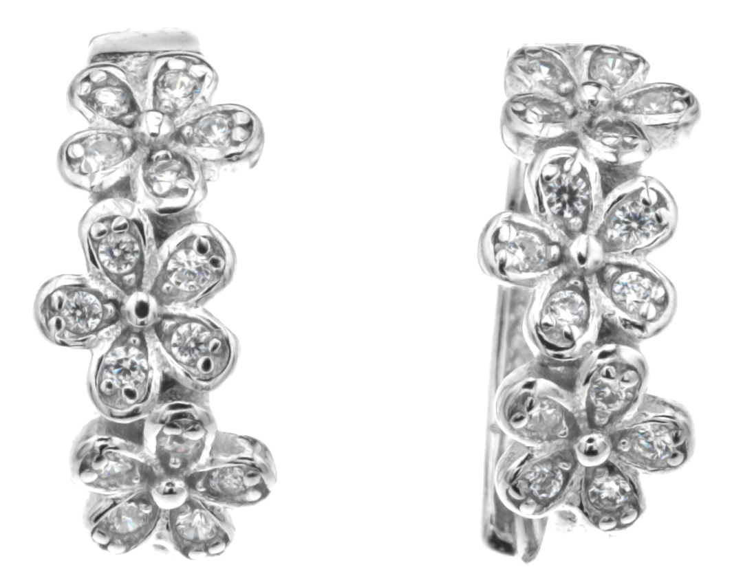 Silver Bar Trio-flower hoops 11 mm 76