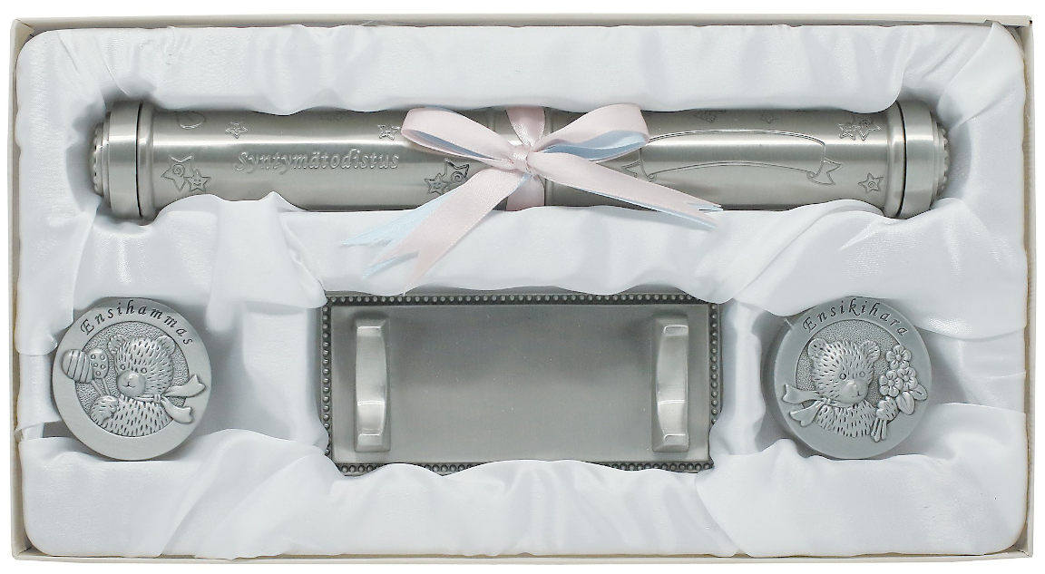 Christening certificate on a pedestal set 078755