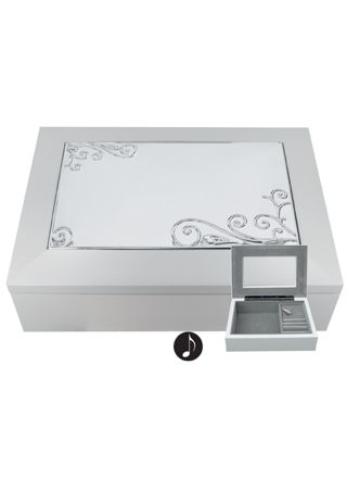 Jewelry box white/grey musical 078836