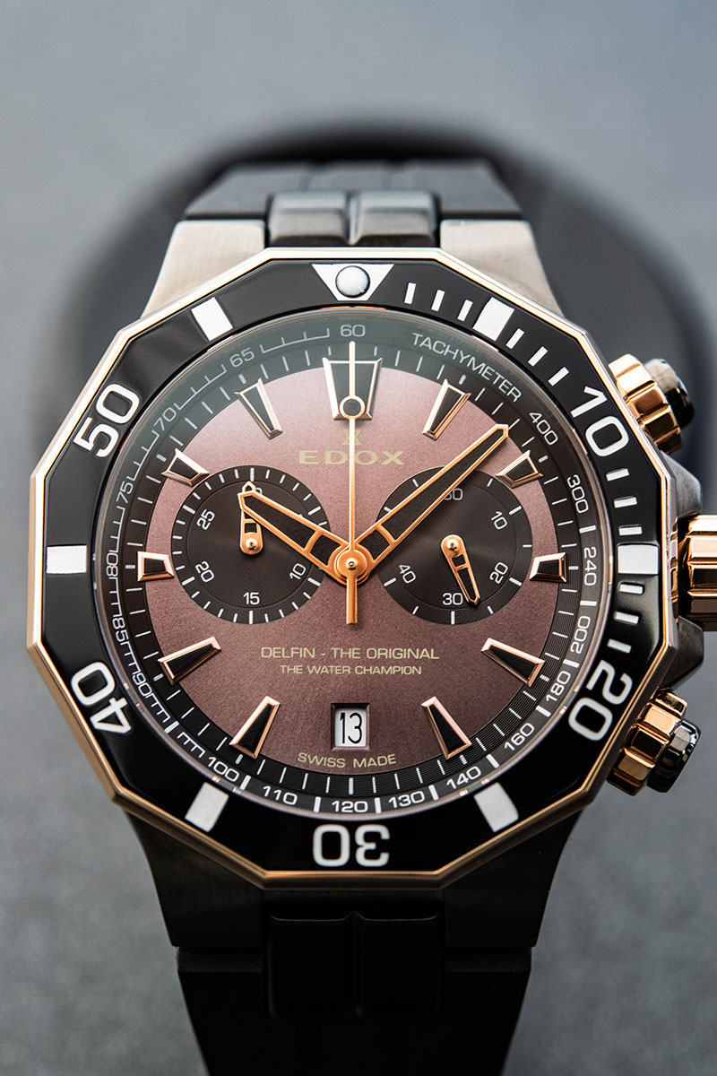 Edox Delfin The Original Chronograph 10112 357GRNCA BRNR watchesonline