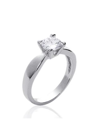 Lykka solitaire silver ring prong