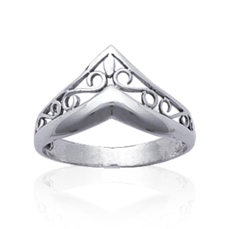 Lykka chevron filigree silver ring 