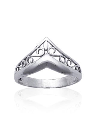 Lykka chevron filigree silver ring 