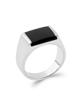 Lykka silver onyx ring signet ring 10 mm