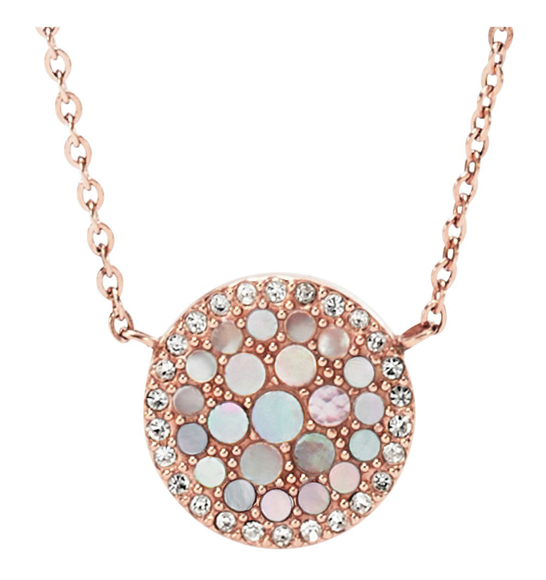 Fossil necklace Pearl Disc Rose-Gold-Tone Pendant JF01740791