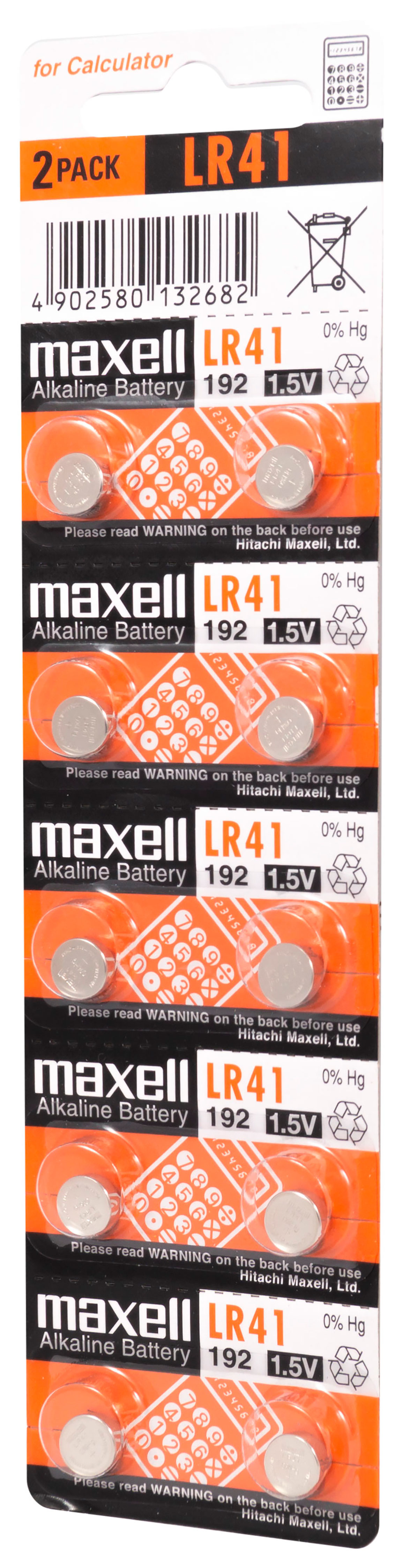 Maxell alkaline button battery LR41 10PK MF (5X2) 1.5V