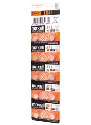 Maxell alkaline button battery LR41 10PK MF (5X2) 1.5V