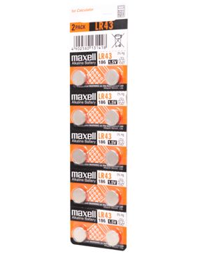Maxell alkaline button battery LR43 10PK MF (5X2) 1.5V