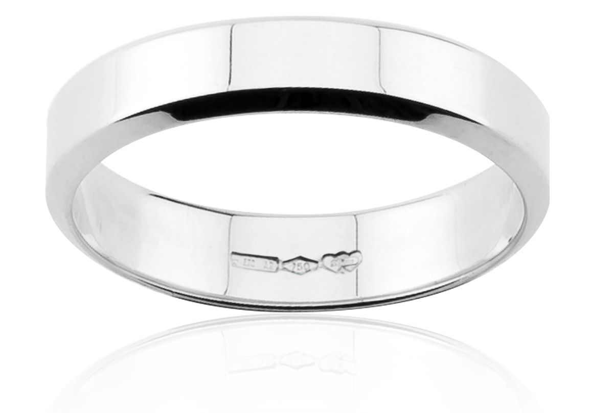 Lykka Exclusive flat court plain white gold ring 4,7 mm