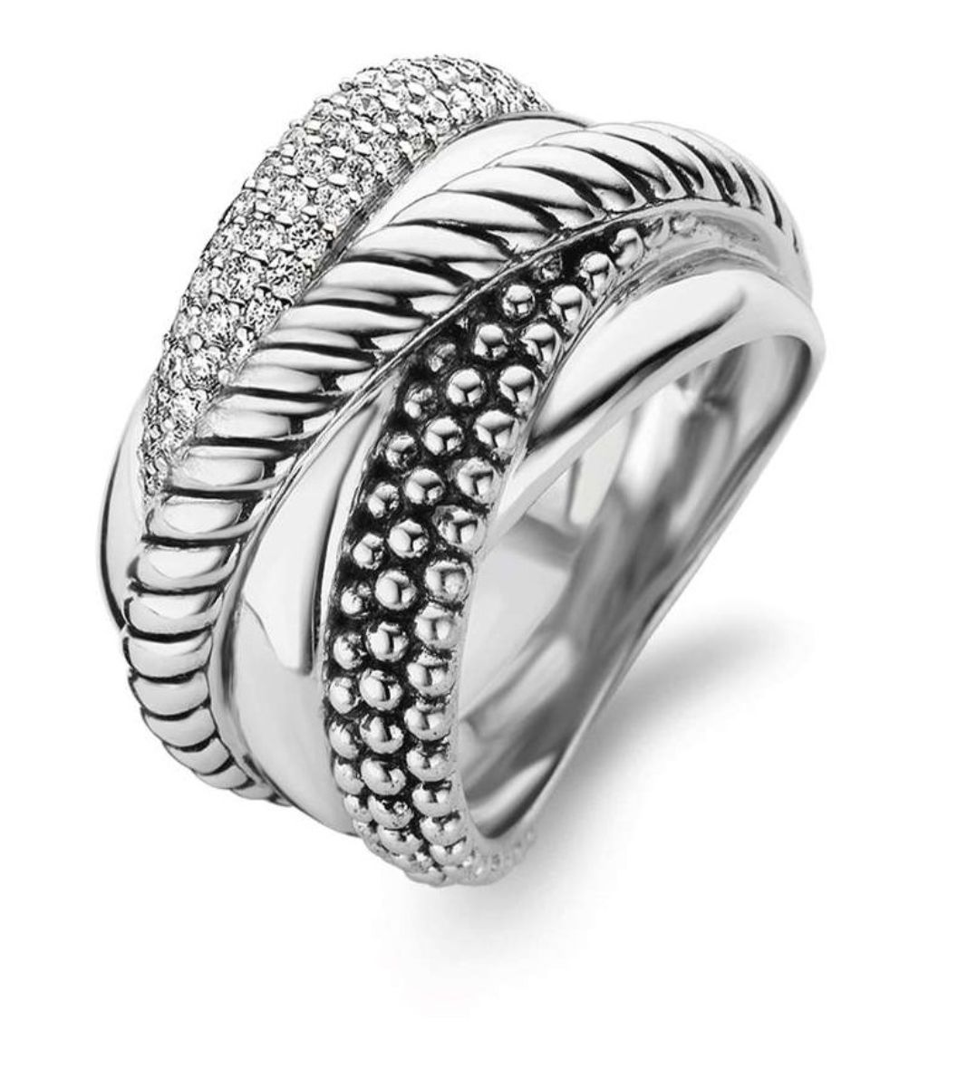 TI SENTO wide silver ring 12003ZI/58