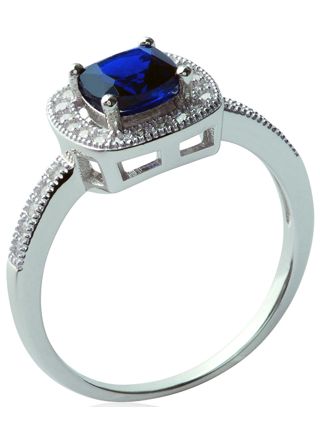 Sterling silver ring with blue cubic Zircon 1215240