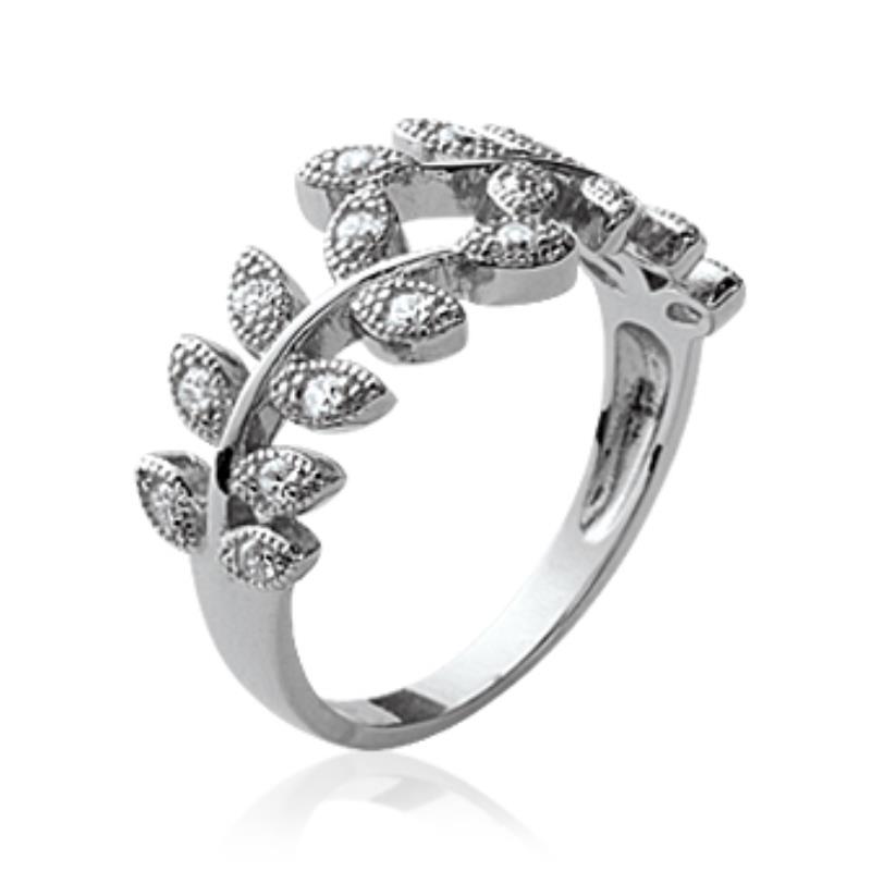 Lykka Casual wide silver ring leaf 9 mm