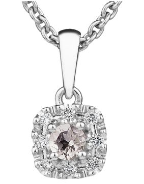 Kohinoor Valerie 14k white gold morganite diamond pendant 123-263V-08MO