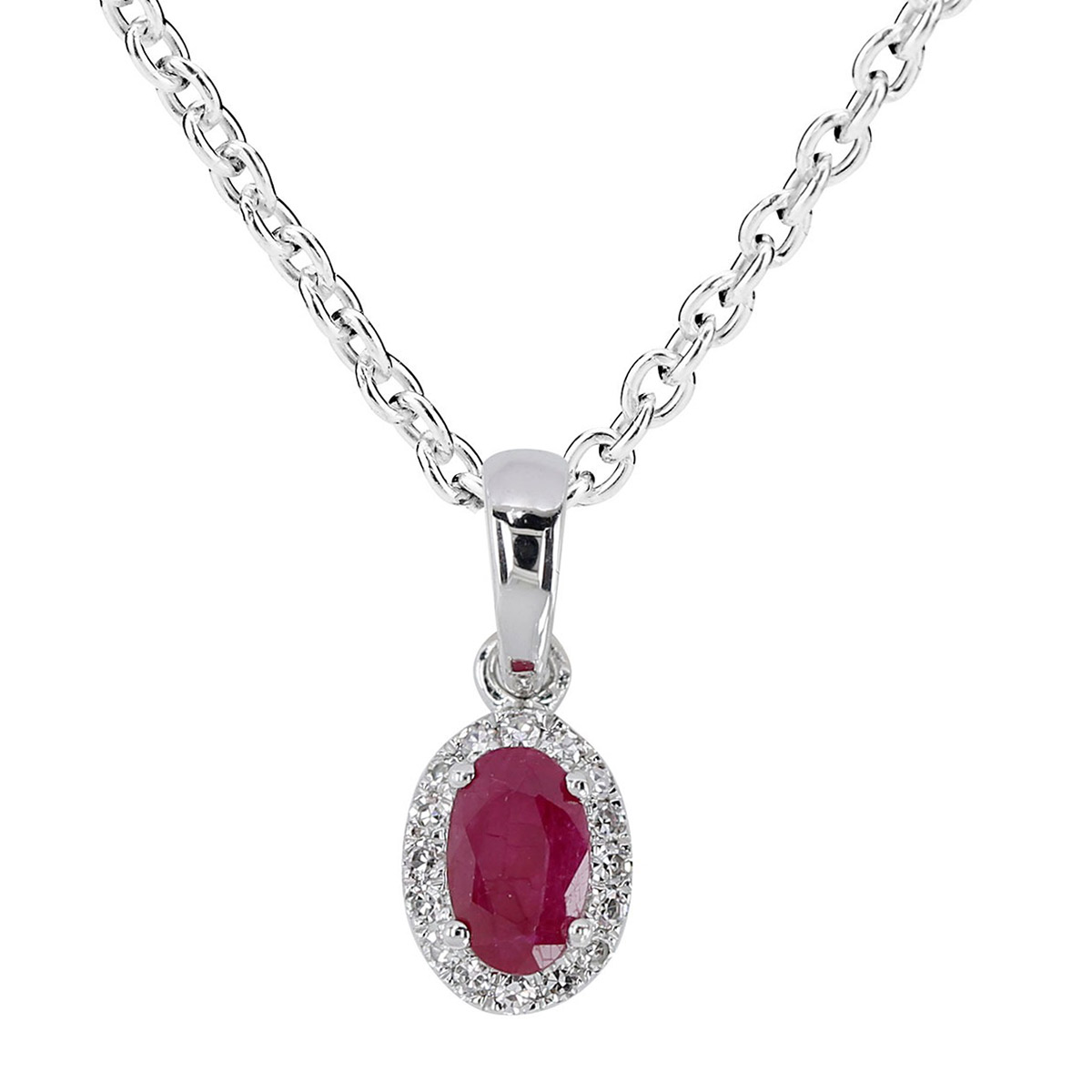 Kohinoor white gold diamond pendant with ruby 123-P7303VR