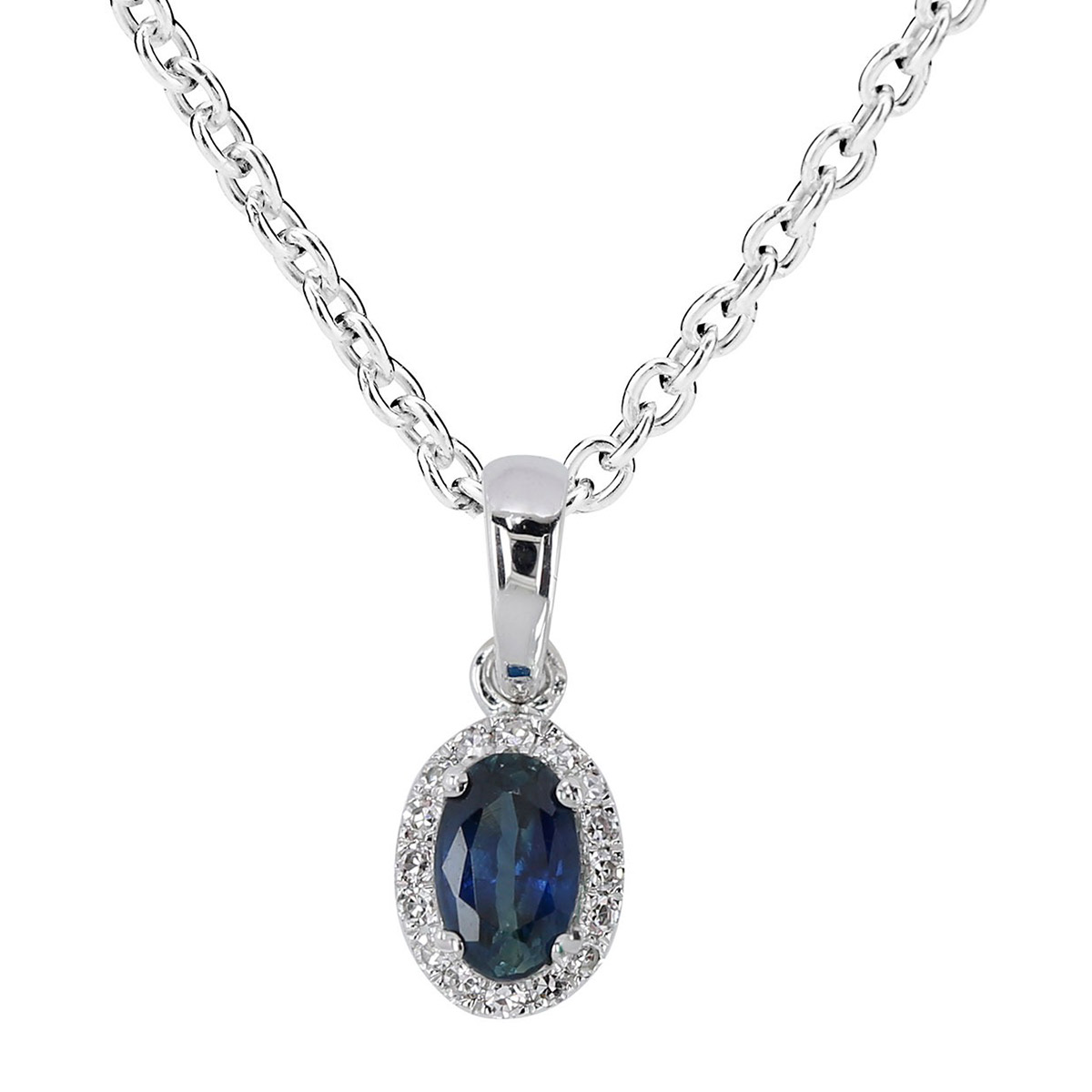 Kohinoor white gold diamond pendant with sapphire 123-P7303VS