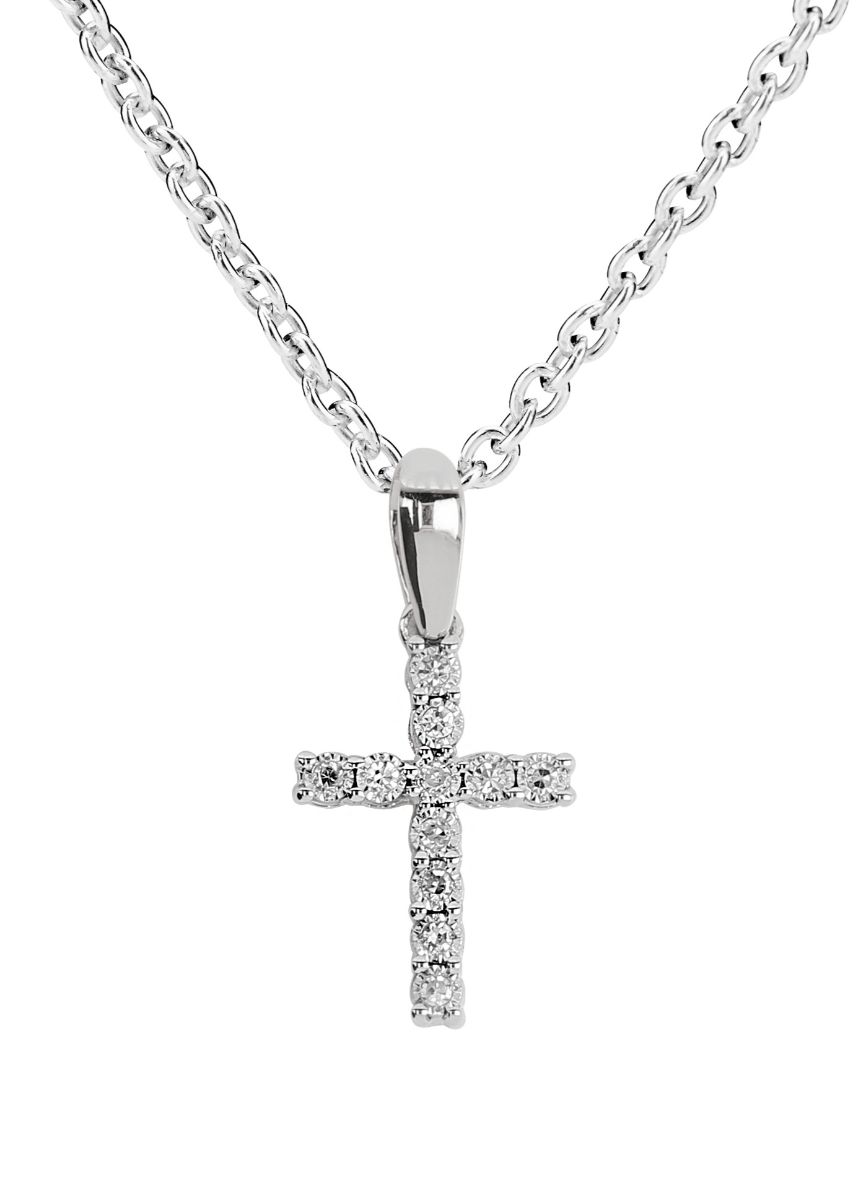 Kohinoor cross pendant with diamonds white gold 123-P9814V