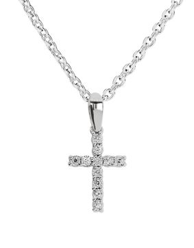 Kohinoor cross pendant with diamonds white gold 123-P9814V