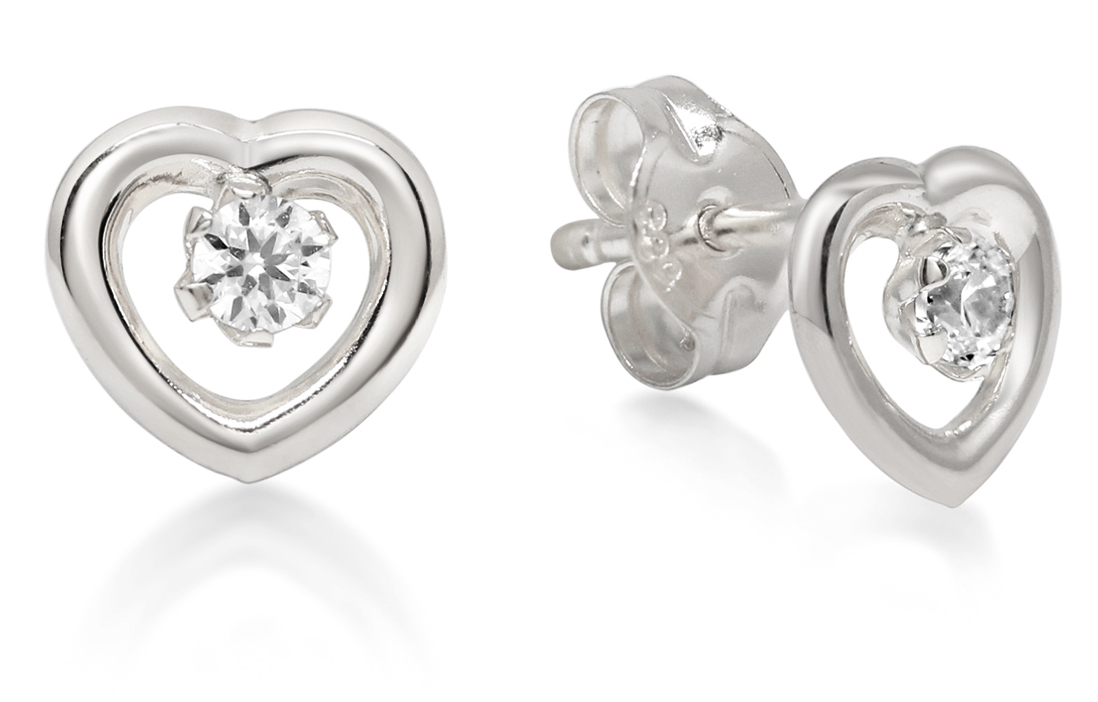 Goldearrings heart clear zircon 123161ZW