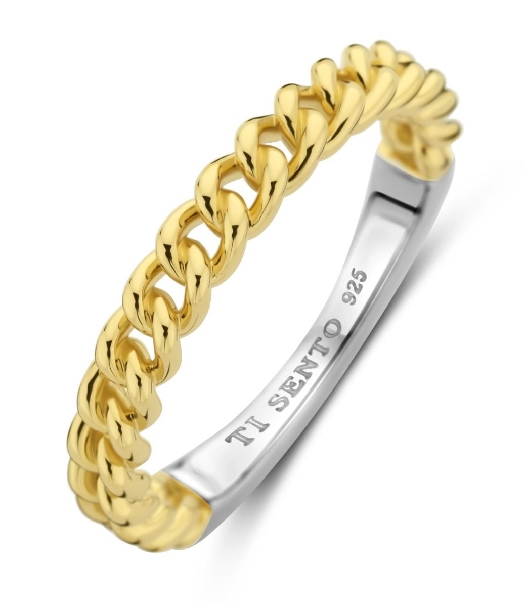TI SENTO curb chain silver ring 12341SY/56