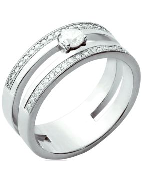 Lykka Casuals wide open-shank sidestone ring in silver 8,5 mm