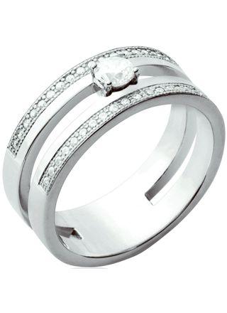 Lykka Casuals wide open-shank sidestone ring in silver 8,5 mm