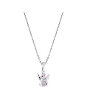Lykka pink angel christening necklace silver
