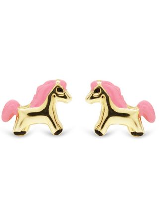 Goldearrings horse lightred enamel 126881pink