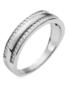 Lykka two tier bright bead setting silver ring 5 mm